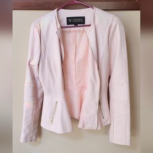 Pale Pink Pleather Guess Jacket, Size M